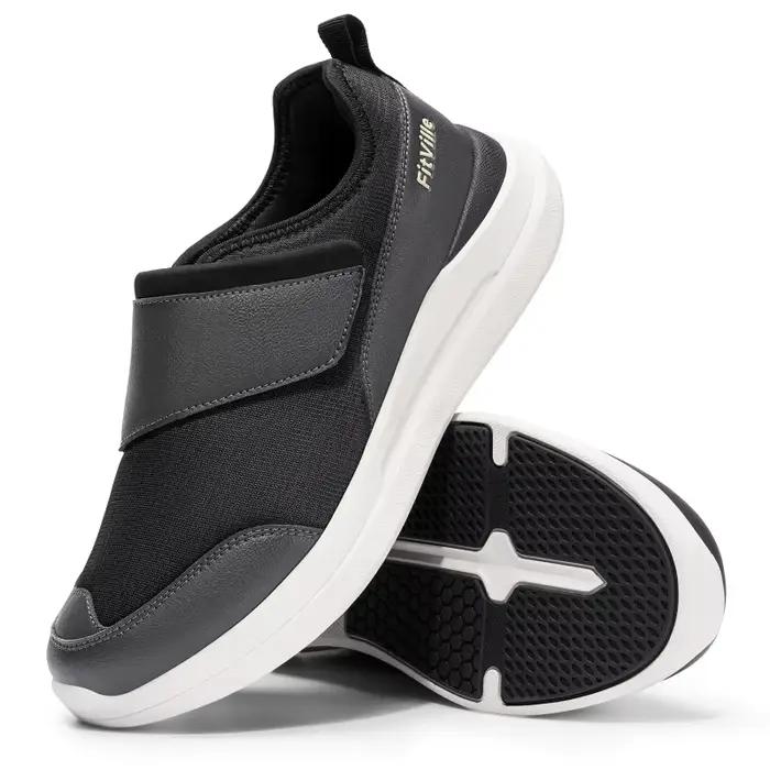 Chaussures Diabétiques Extra Larges pour Hommes FitVille avec Sangle Réglable pour Pieds Gonflés – C