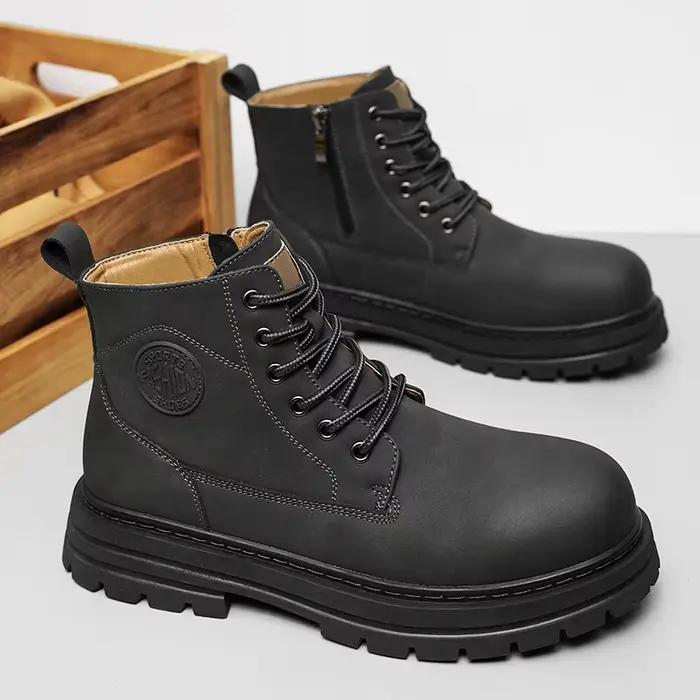 Nouvelles bottes d'automne et d'hiver pour hommes bottes de pluie montantes à la mode avec fermeture