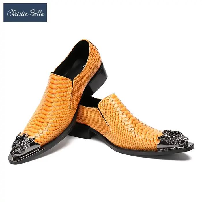 Christina Bella – chaussures en cuir véritable pour homme, style britannique, sans lacets, à la mode