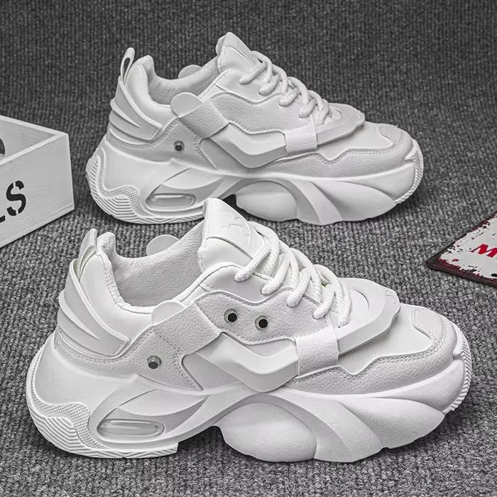 Chaussures Homme – Baskets Montantes en Cuir de Haute Qualité, Style Plateforme, Tendance Sportive, 