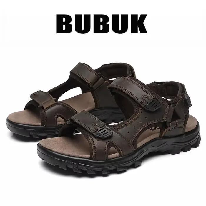 Sandales décontractées pour hommes en cuir de vachette de première qualité, design ouvert tendance e