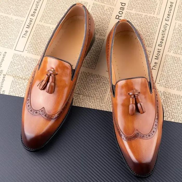Mocassins en cuir de vache véritable pour hommes d'affaires, nouveau Style, couture faite à la main,