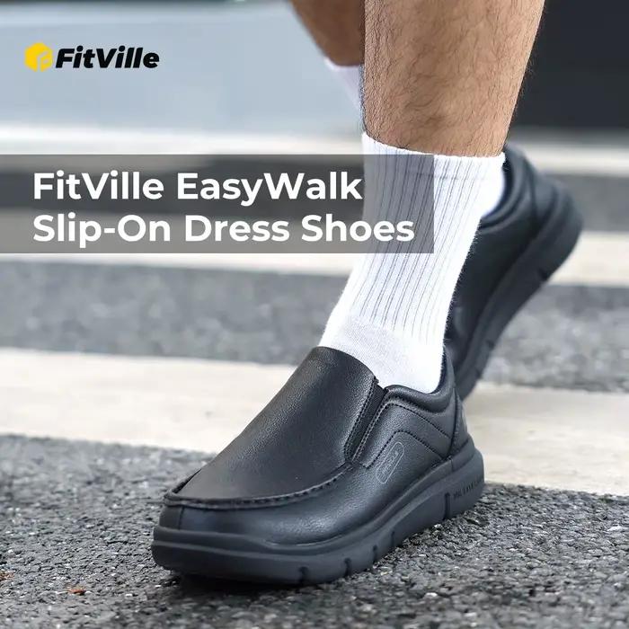 Fitville chaussures décontractées à enfiler pour hommes chaussure en cuir large largeur 2E léger pou