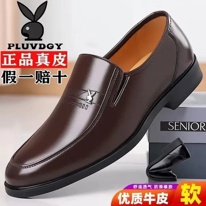Chaussures d'affaires en cuir de vachette souple pour hommes, antidérapantes, pour les pères d'âge m