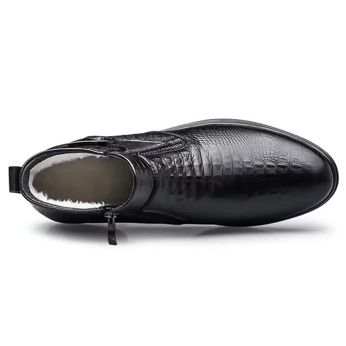 Bottes d'affaires en cuir de vache de qualité pour hommes, bottines de neige chaudes en fourrure, mo