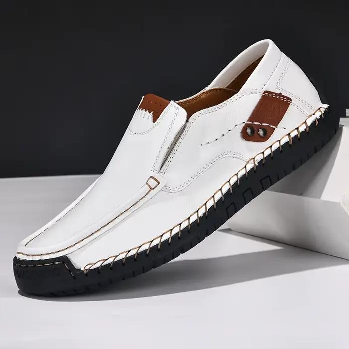 Chaussures en cuir faites à la main pour hommes, mocassins confortables et décontractés à enfiler, m