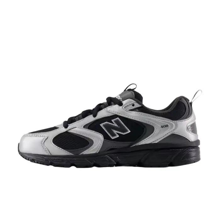 New Balance 408 Chaussures de course décontractées unisexes à tige basse – Noir, style rétro, semell