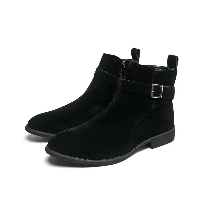Bottines Chelsea en daim pour hommes, chaussures montantes en cuir avec fermeture éclair, bottines c
