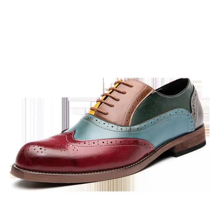 Chaussures richelieu pour hommes tendance couleur blocage Design marque de luxe chaussures décontrac