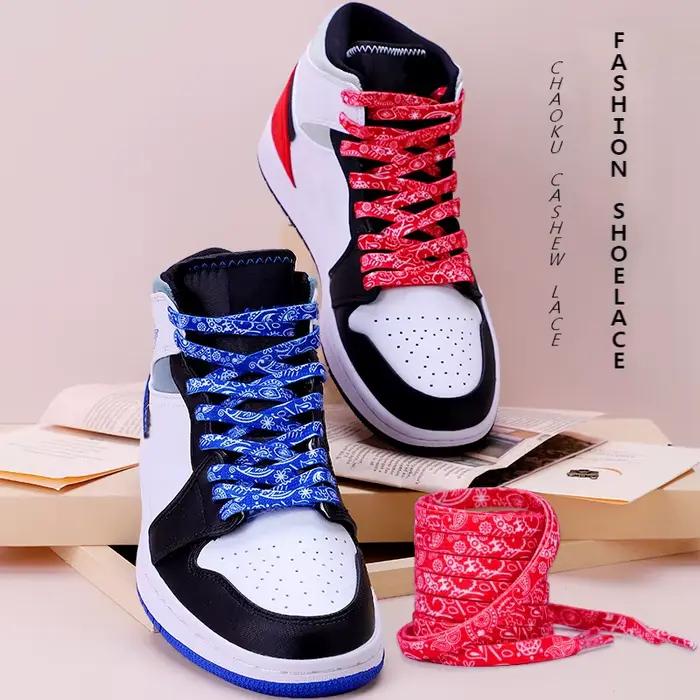Lacets de sport fleur de cajou AF1 lacets de chaussures en toile noir et blanc couleur Ins tendance 