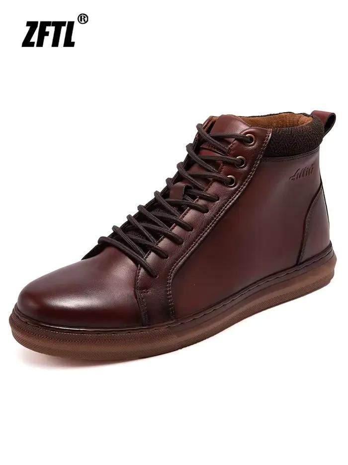 ZFTL hommes bottines bottes de base homme bottines en cuir véritable grande taille nouveau 2025 déco