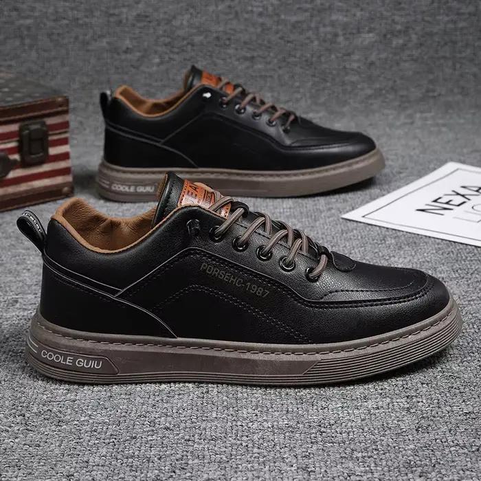 Chaussures décontractées tendance en cuir pour hommes, à enfiler, bout rond, semelle extérieure en c