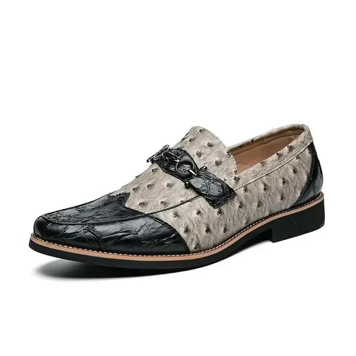 Chaussures en cuir de marque italienne pour hommes, chaussures à enfiler confortables, mocassins pla