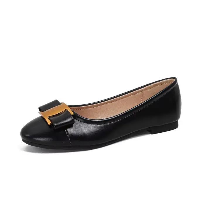 Taille 33-43 Chaussures de bateau de créateur pour femmes Mode Bowknot Chaussures plates en cuir Esc