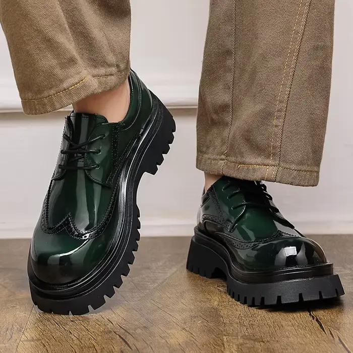 Chaussures Derby pour hommes en PU, à semelle épaisse sculptée, confortables, classiques, profession