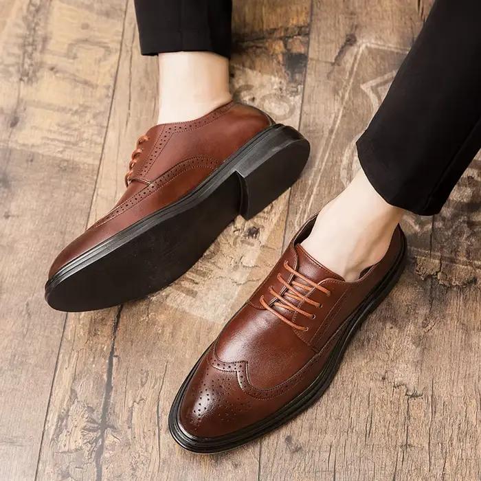 Chaussures en cuir formelles pour hommes, chaussures de bureau et de soirée, chaussures classiques b