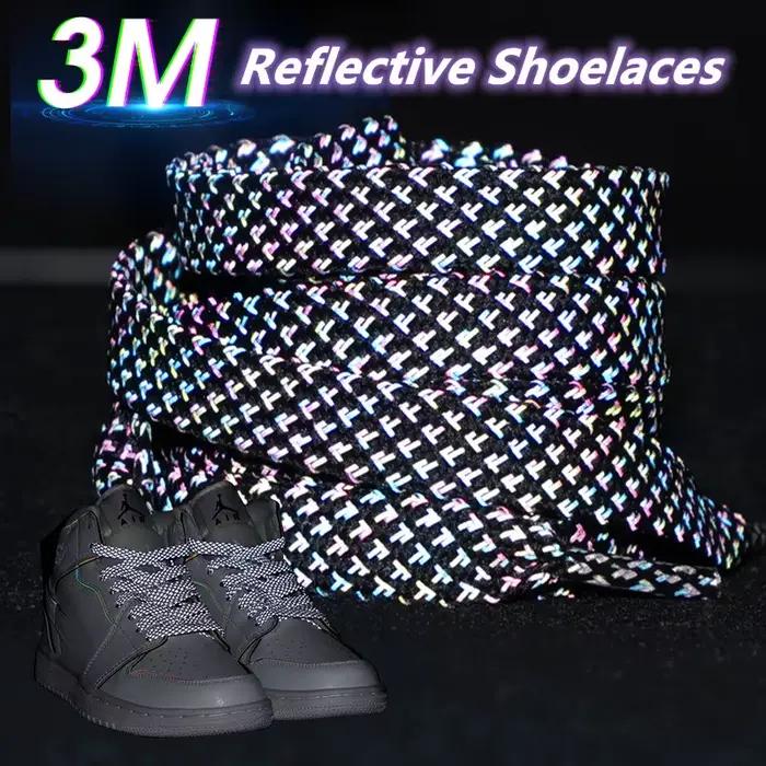 3M lacets réfléchissants pour baskets lacets plats lumineux Cool lueur dans le noir lacet adulte enf