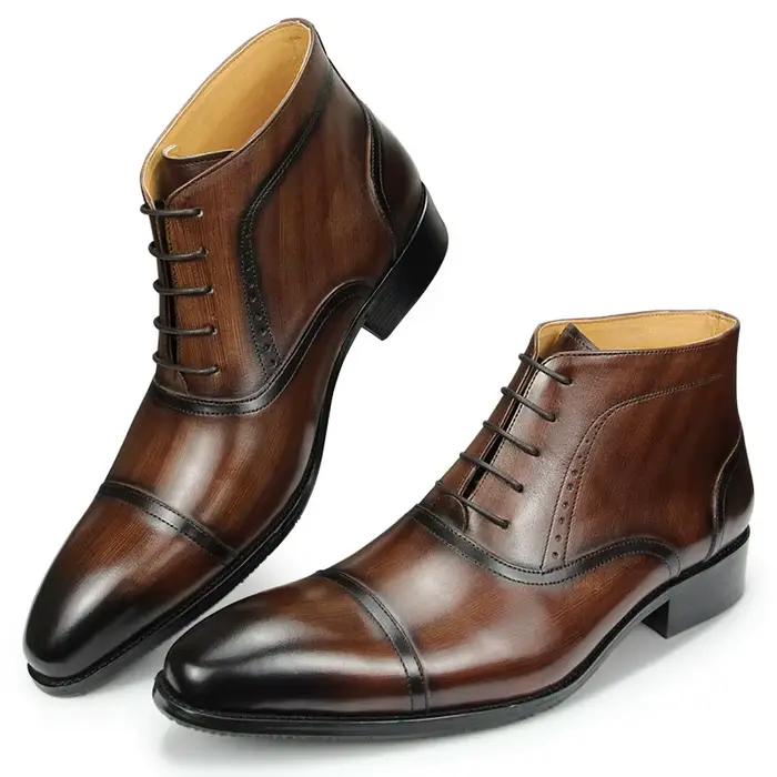 Bottes de rinçage en cuir véritable pour hommes, bottes de luxe, mode décontractée, zapatos de zones