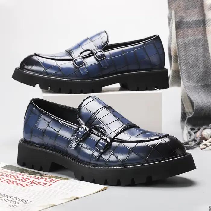 Chaussures à plateforme en cuir à enfiler pour hommes, mocassins à l'offre elles optiques, chaussure