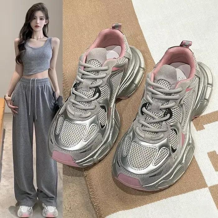 Nouvelles chaussures de papa à la mode à semelles épaisses, nouvelles chaussures décontractées polyv