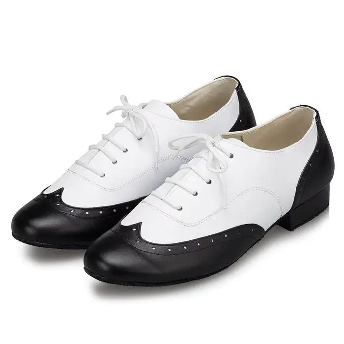 DKZSYIM nouvelles chaussures de danse latine hommes adultes blanc + noir chaussures de Salsa profess