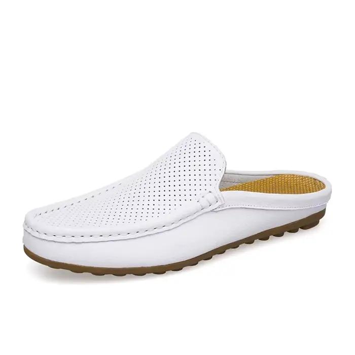 Pantoufles italiennes pour hommes, mocassins en cuir creux, mocassins d'été en plein air, antidérapa