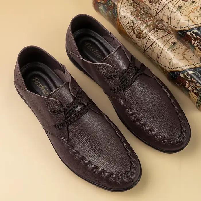 Marque de luxe hommes chaussures en cuir faites à la main été en cuir véritable évider chaussures dé
