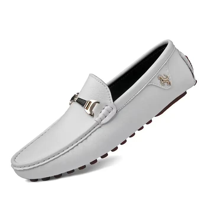 Chaussures en cuir pour hommes chaussures de conduite doux confortable sans lacet bureau homme chaus