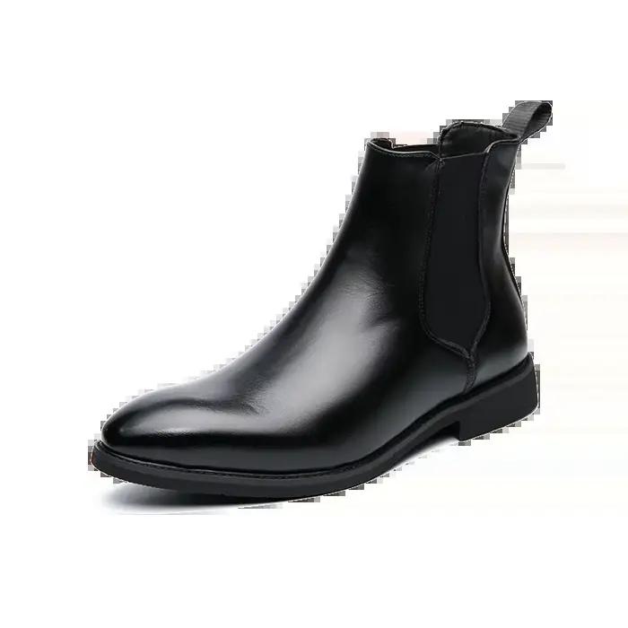 Bottes courtes pointues en cuir faites à la main pour hommes, bottes de rinçage de rue, chaussures d