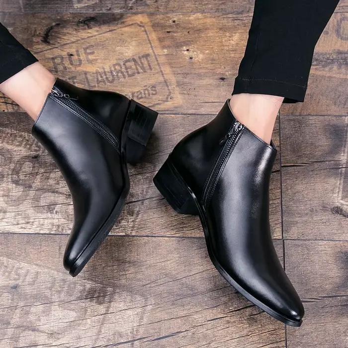 Nouveau italien en cuir véritable hommes bottes affaires hiver/printemps fermeture éclair/à lacets b