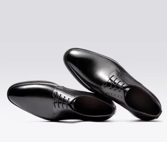 Chaussures en cuir véritable pour hommes, chaussures d'affaires formelles haut de gamme faites à la 
