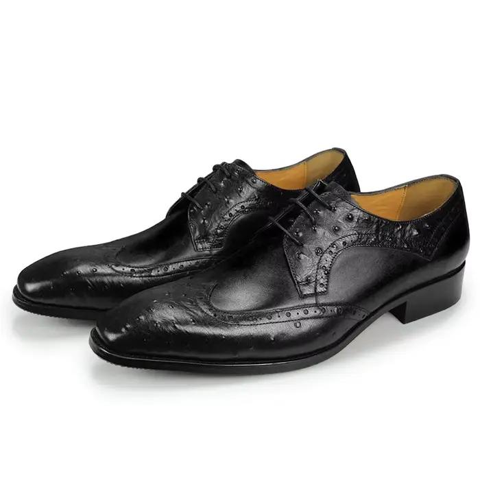 Chaussures Derby classiques en cuir de vache véritable pour hommes, chaussures sociales, confortable
