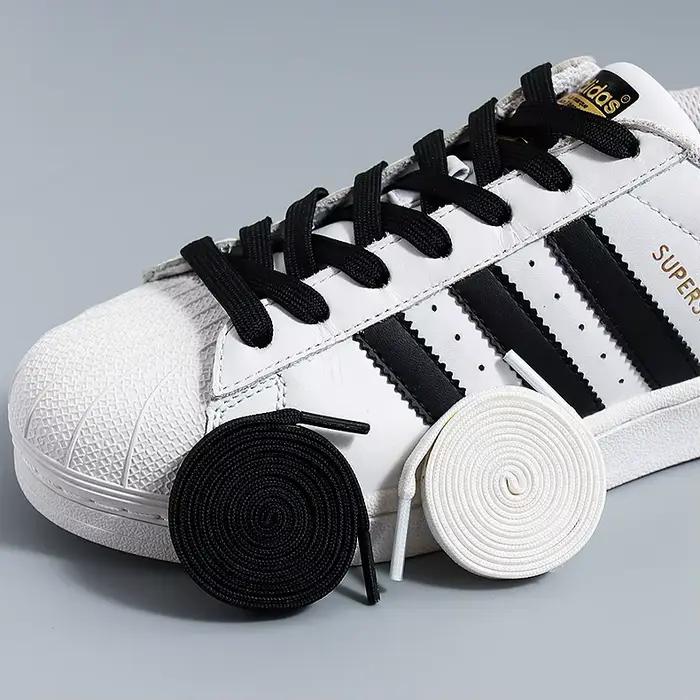 Lacets de chaussures classiques, 1 paire, plat, Double couche, noir et blanc, mode solide, sport, un