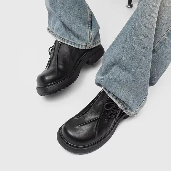 Derby chaussures en cuir à semelles épaisses pour hommes Styles de créateurs de mode Fête et Travail