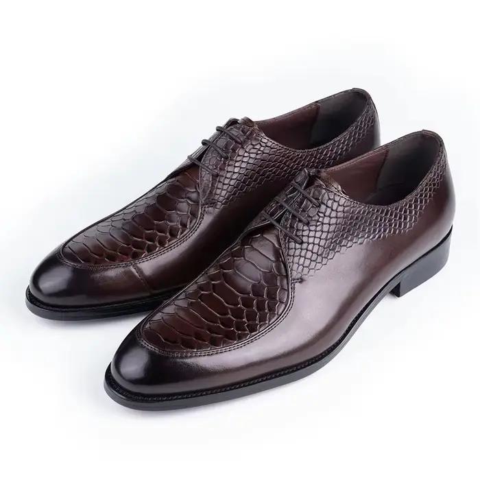 Chaussures de mariage en cuir de luxe pour hommes, chaussures provoqué, chaussures d'affaires élégan