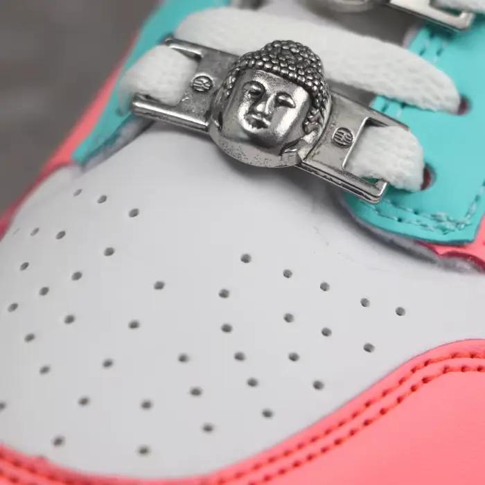 AF1 tête de bouddha paix chaussure mode dentelle boucle métal lacet décorations chaussures accessoir