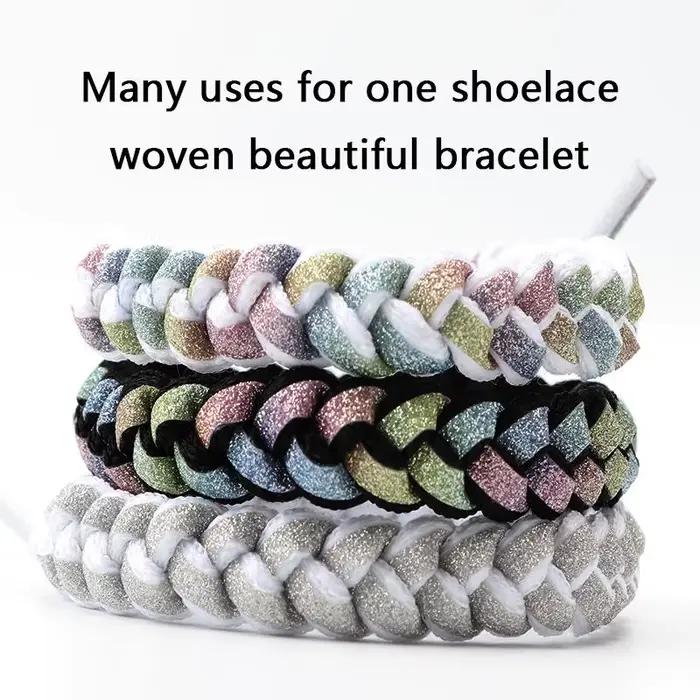 Lacets élastiques ronds pour chaussures, arc-en-ciel, blanc, noir, baskets, 100, 120, 140cm, 1 paire