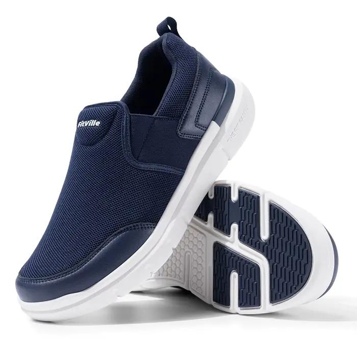 FitVille chaussures de marche pour hommes chaussures de fasciite plantaire Extra larges légères pour