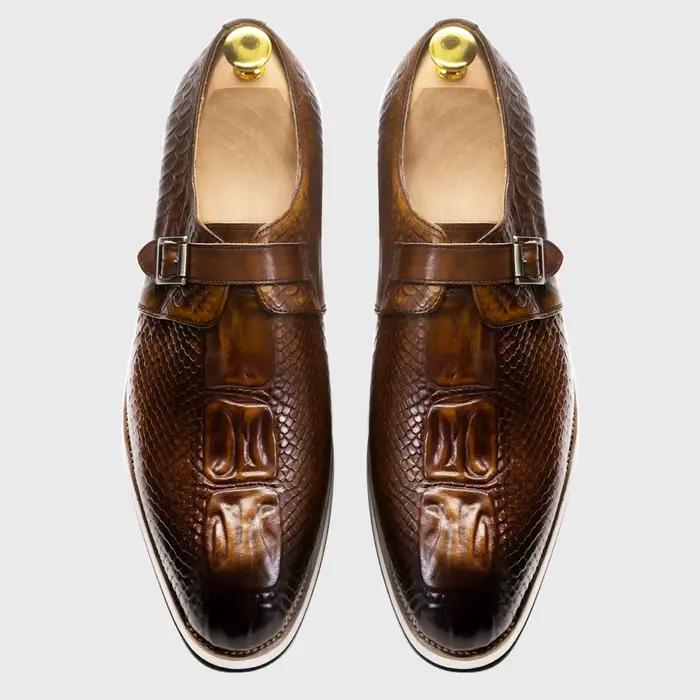 Hommes chaussures décontractées en cuir véritable motif Crocodile chaussure classique pour hommes en