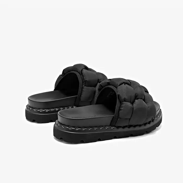 BEAUTODAY-Pantoufles d'Extérieur en Tissu Solide, Chaussures Plates Confortables et Décontractées, F