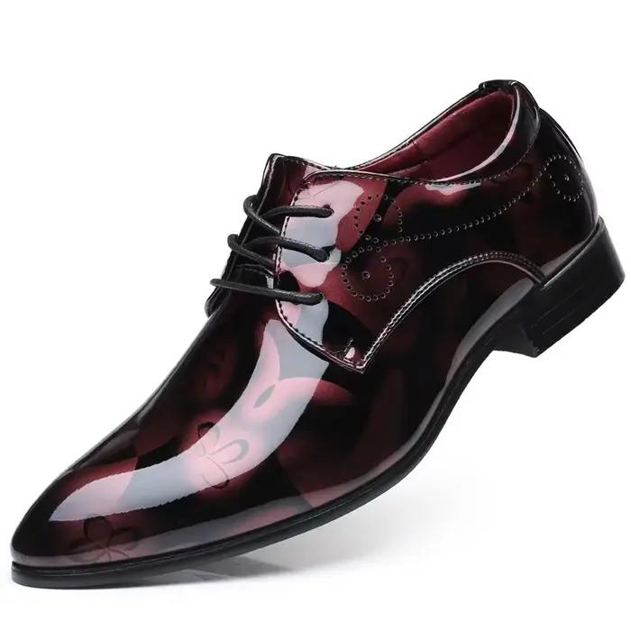 Chaussures Oxford de luxe pour hommes, chaussures habillées rétro à motif Floral, plates à lacets, d