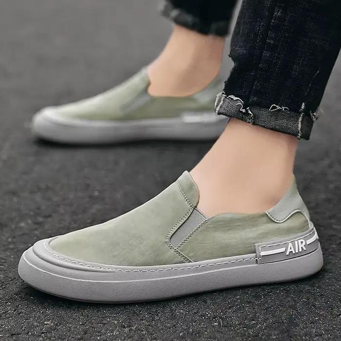Baskets légères en tissu de soie pour hommes, chaussures plates de marche respirantes, mocassins d'é