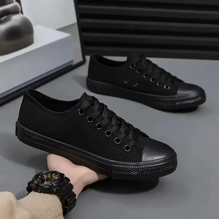 Chaussures en toile classiques pour hommes, basses, couleur unie, style couple, décontractées, semel