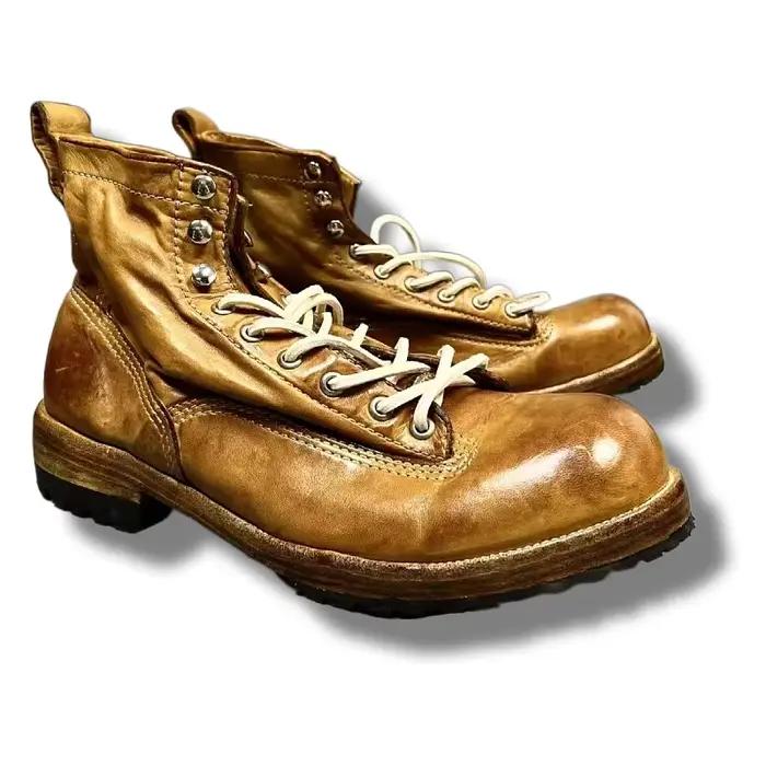 Bottes hautes en cuir rétro lavé pour hommes, semelles épaisses, taille haute, courtes, Goodyear, ch
