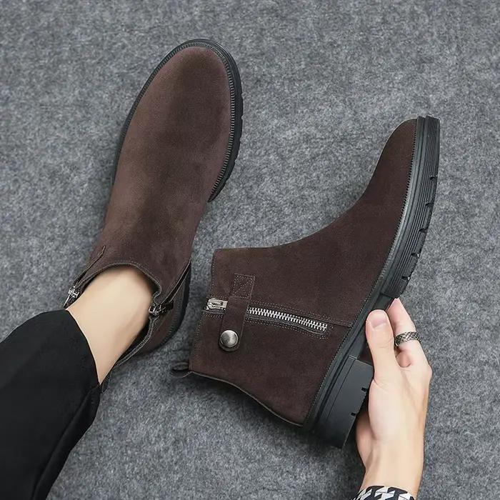 Bottines Chelsea pour hommes, confortables, élégantes, en daim résistant, à coupe haute, à semelle é