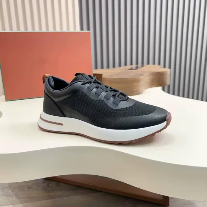 Nouvelles baskets décontractées pour hommes en maille et cuir patchwork, chaussures de course basses