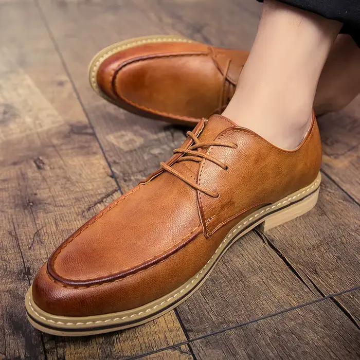 Chaussures derby en cuir à l'offre elles souples pour hommes, chaussures pointues pour mariage, robe