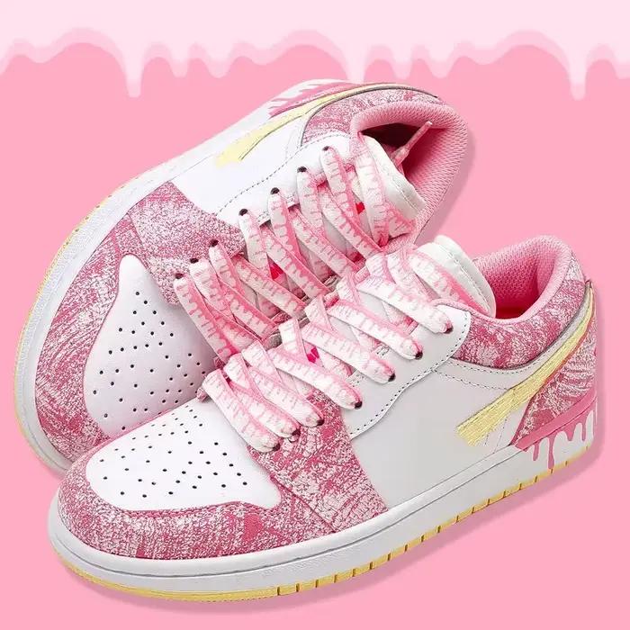 Fleur colorée Ins chaussures cordes Af1 lacets de crème glacée pour baskets canard Mandarin poudre v