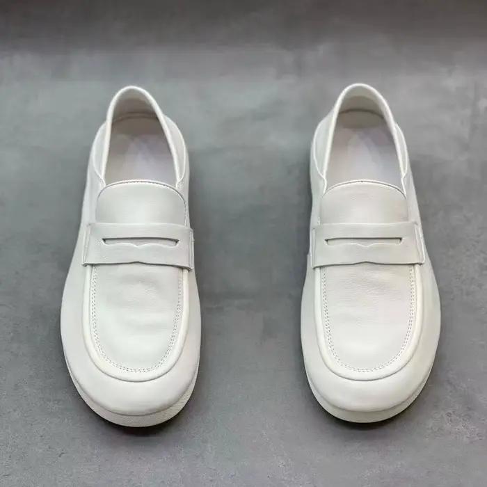 Chaussures en cuir souple pour hommes, mocassins décontractés à enfiler, semelle souple, chaussures 