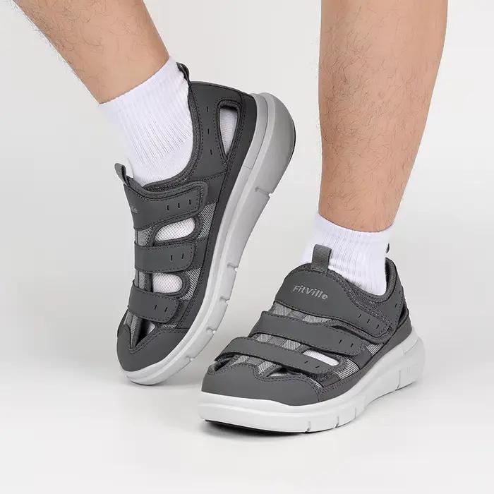 FitVille – sandales élargies pour hommes, chaussures de diabète décontractées, légères pour la fasci